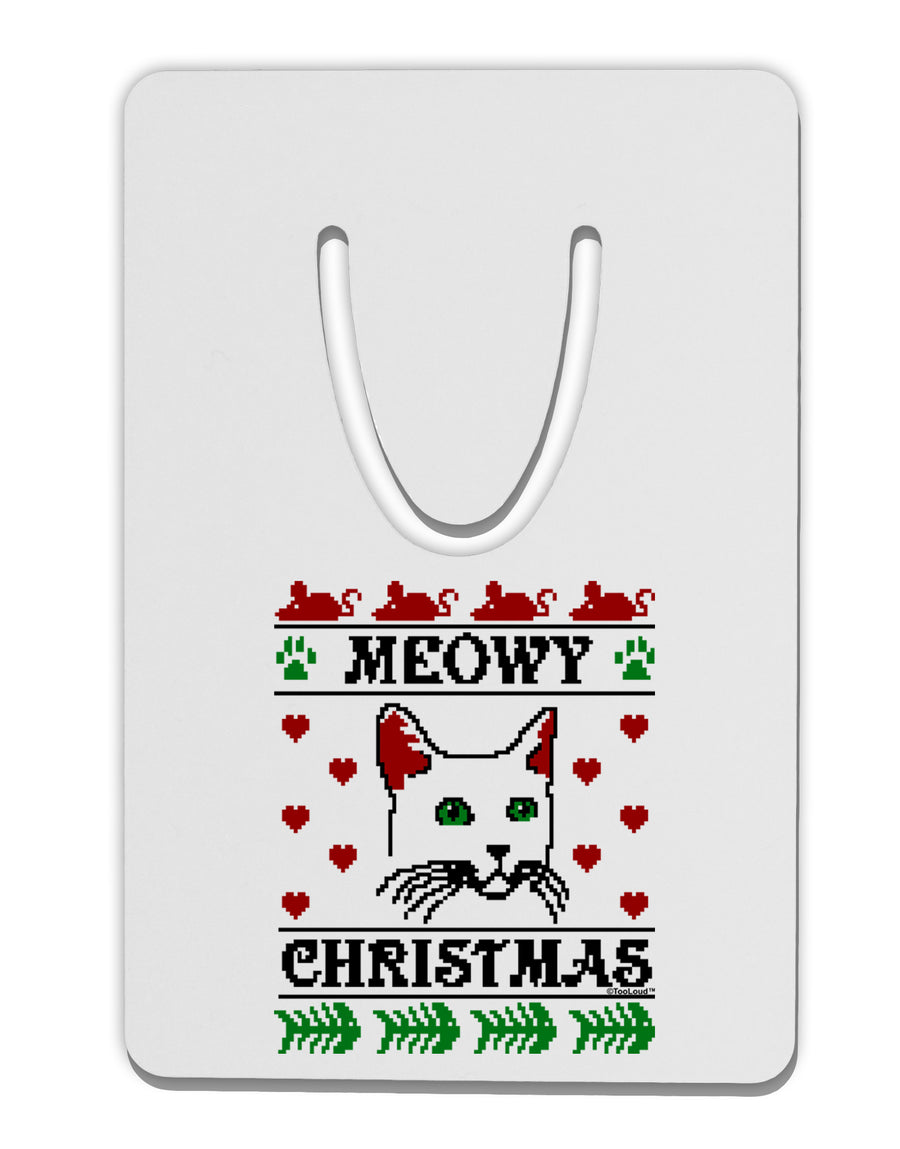 Meowy Christmas Cat Knit Look Aluminum Paper Clip Bookmark by TooLoud-TooLoud-White-Davson Sales