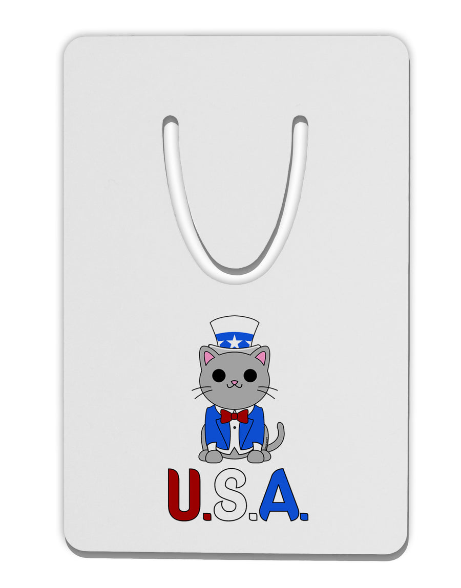 Patriotic Cat - USA Aluminum Paper Clip Bookmark by TooLoud-Bookmark-TooLoud-White-Davson Sales