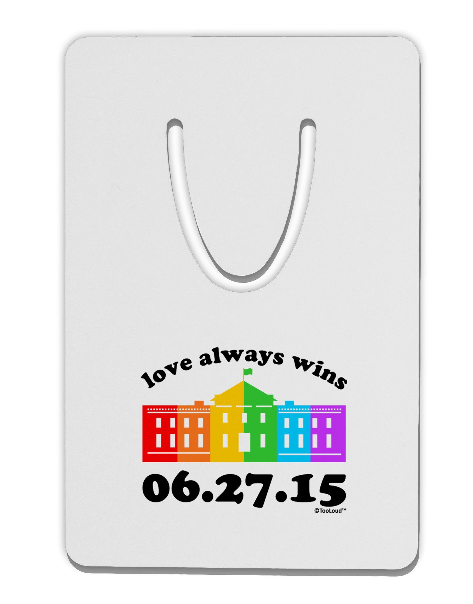 Love Always Wins with Date - Marriage Equality Aluminum Paper Clip Bookmark-Bookmark-TooLoud-White-Davson Sales