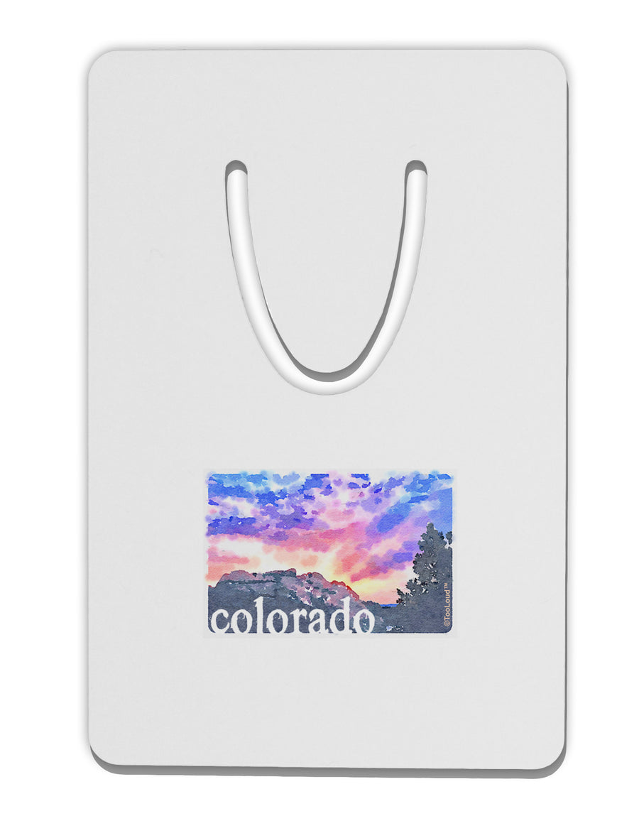 CO Rainbow Sunset Watercolor Text Aluminum Paper Clip Bookmark-Bookmark-TooLoud-White-Davson Sales