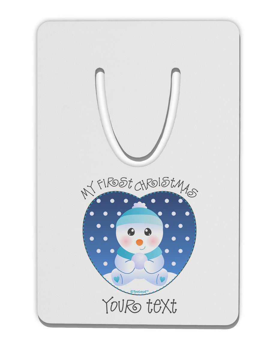 Personalized My First Christmas Snowbaby Blue Aluminum Paper Clip Bookmark-Bookmark-TooLoud-White-Davson Sales