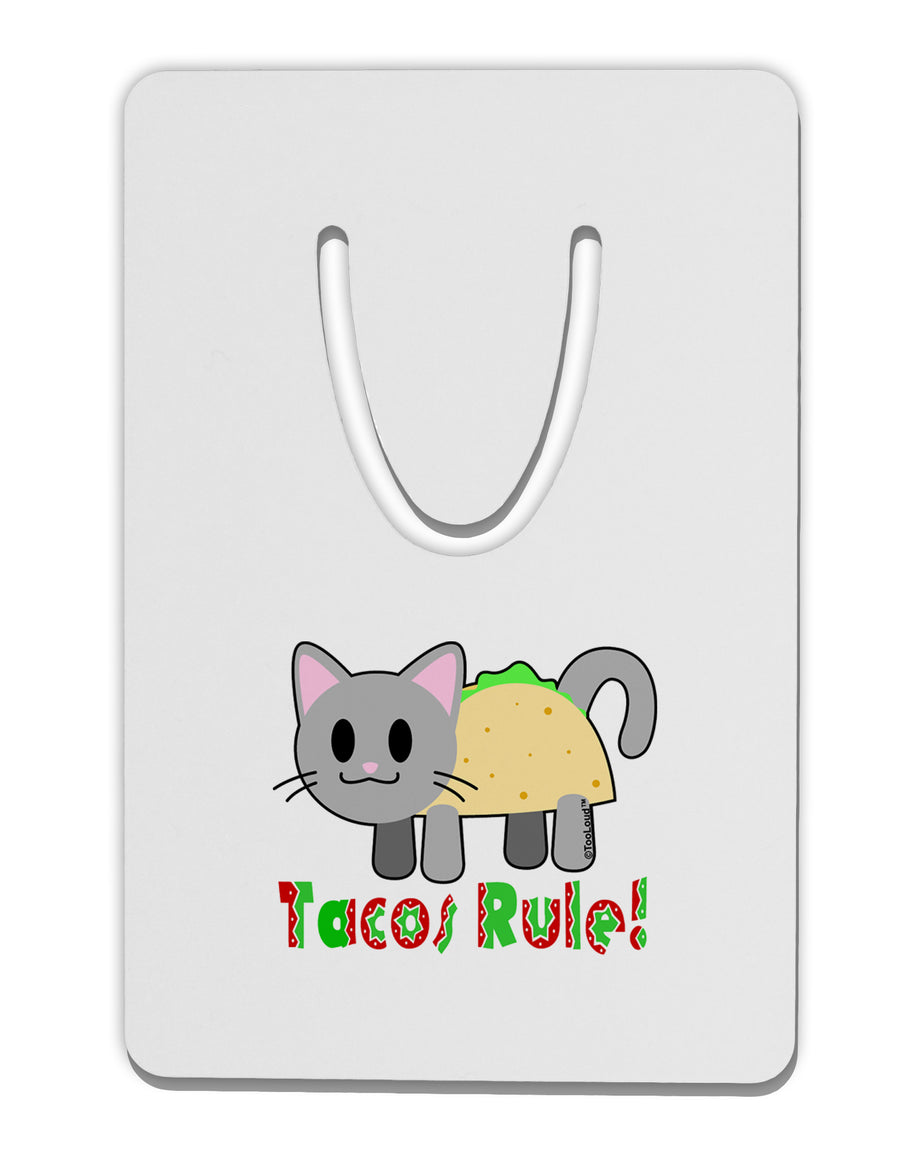 Tacos Rule Taco Cat Design Aluminum Paper Clip Bookmark by TooLoud-Bookmark-TooLoud-White-Davson Sales