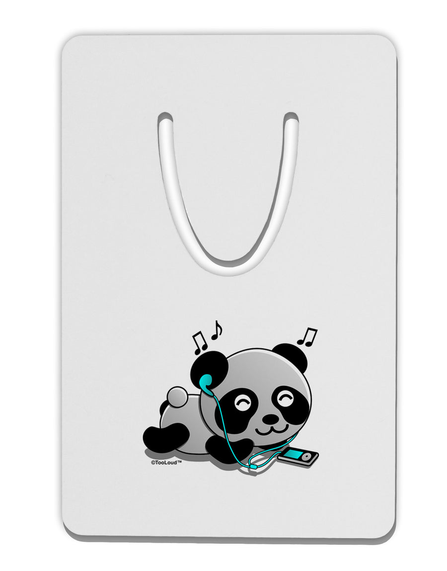 Cute Panda With Ear Buds Aluminum Paper Clip Bookmark-Bookmark-TooLoud-White-Davson Sales