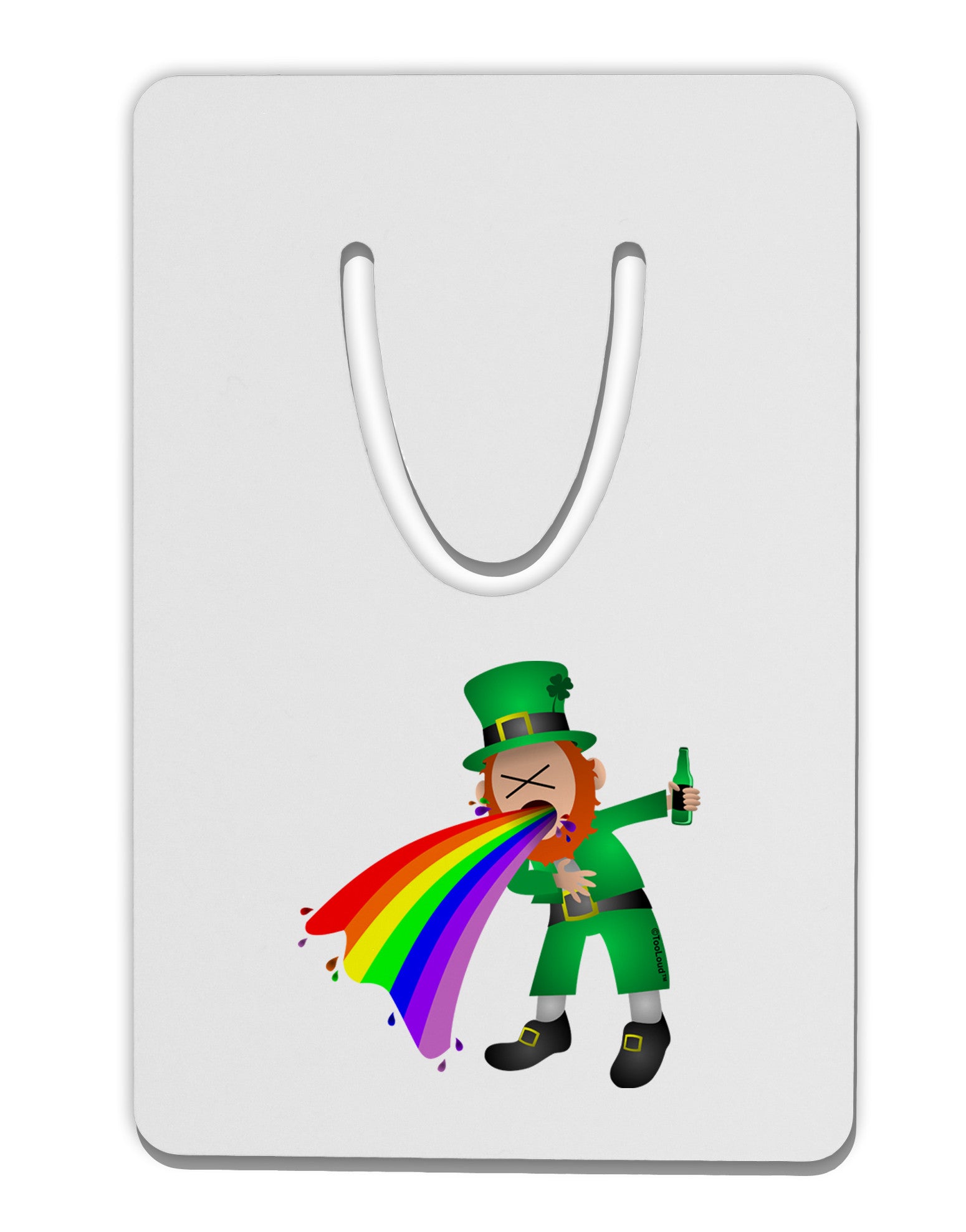 Puking Rainbow Leprechaun Aluminum Paper Clip Bookmark-Bookmark-TooLoud-White-Davson Sales