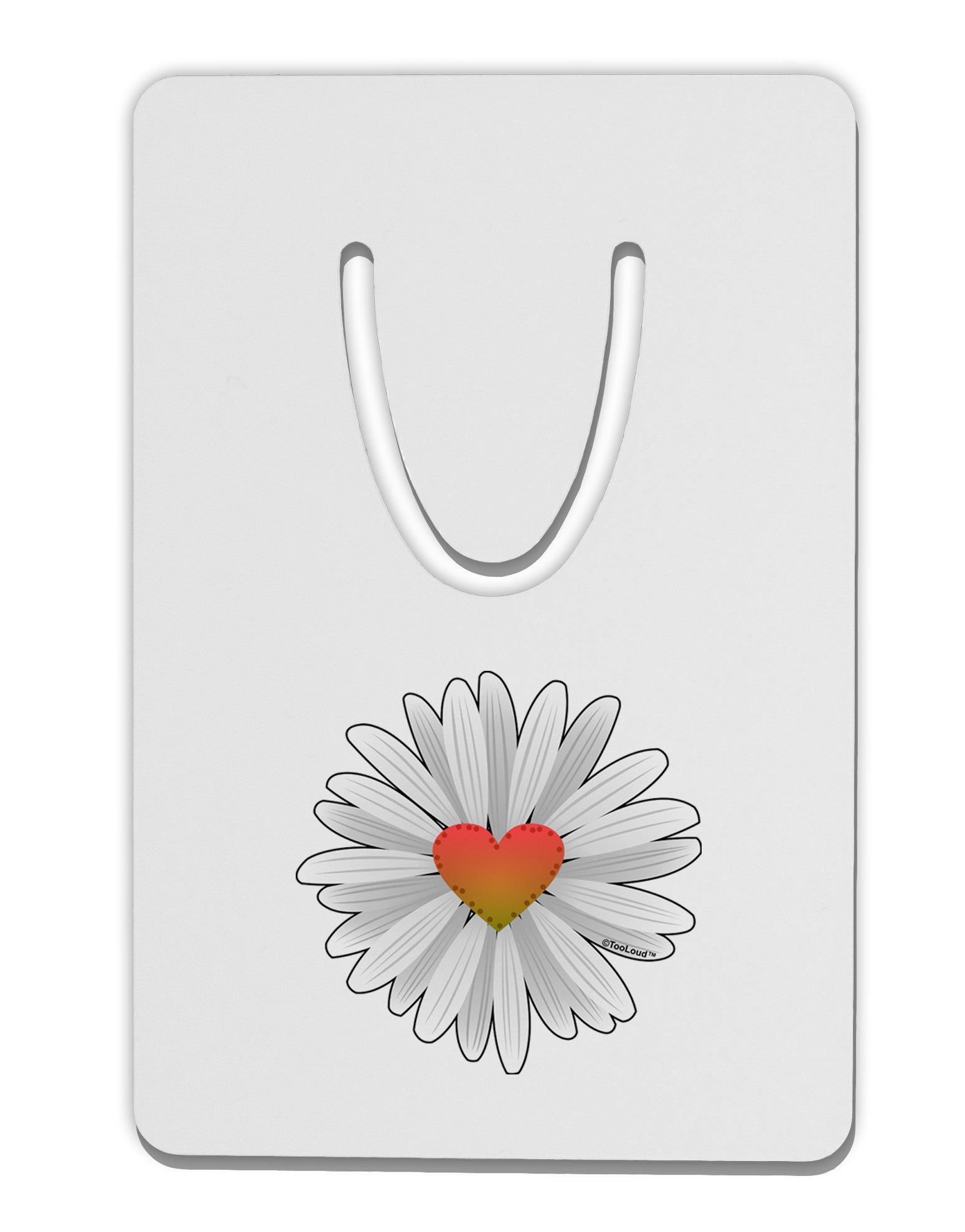 Pretty Daisy Heart Aluminum Paper Clip Bookmark-Bookmark-TooLoud-Davson Sales
