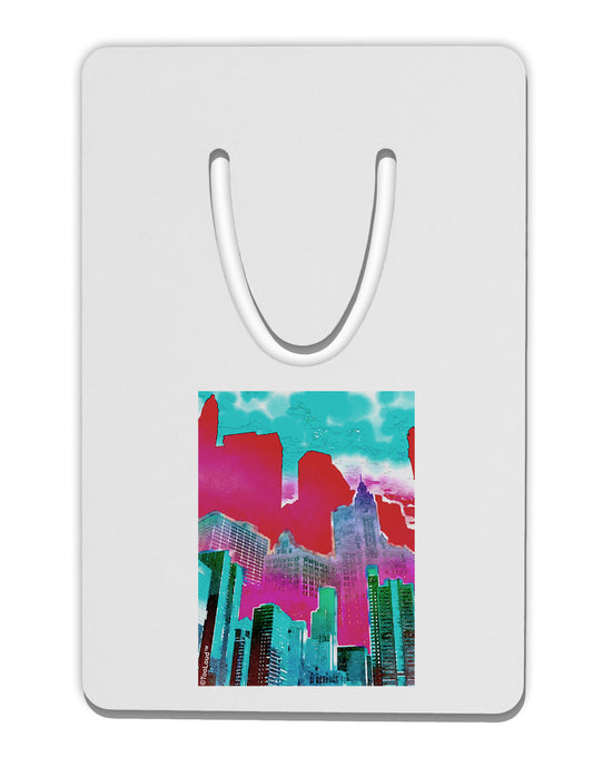 Chicago Abstract 2 Watercolor Aluminum Paper Clip Bookmark-Bookmark-TooLoud-White-Davson Sales