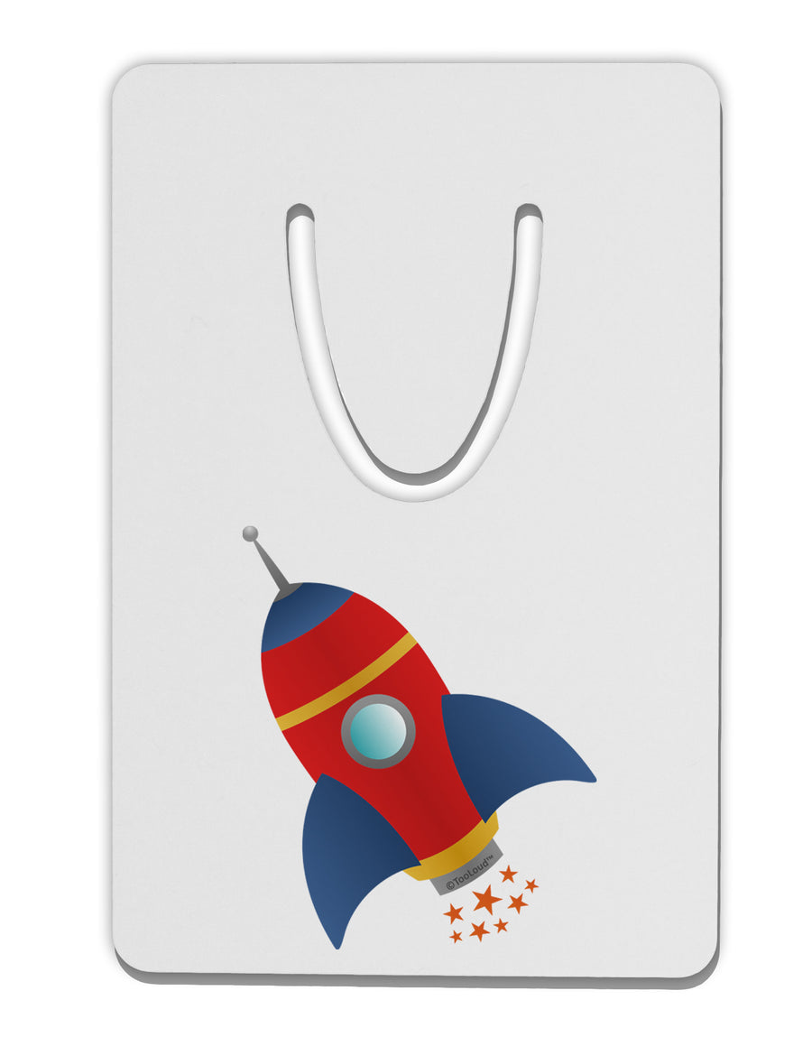 Space Rocket Ship and Stars Aluminum Paper Clip Bookmark by TooLoud-Bookmark-TooLoud-White-Davson Sales