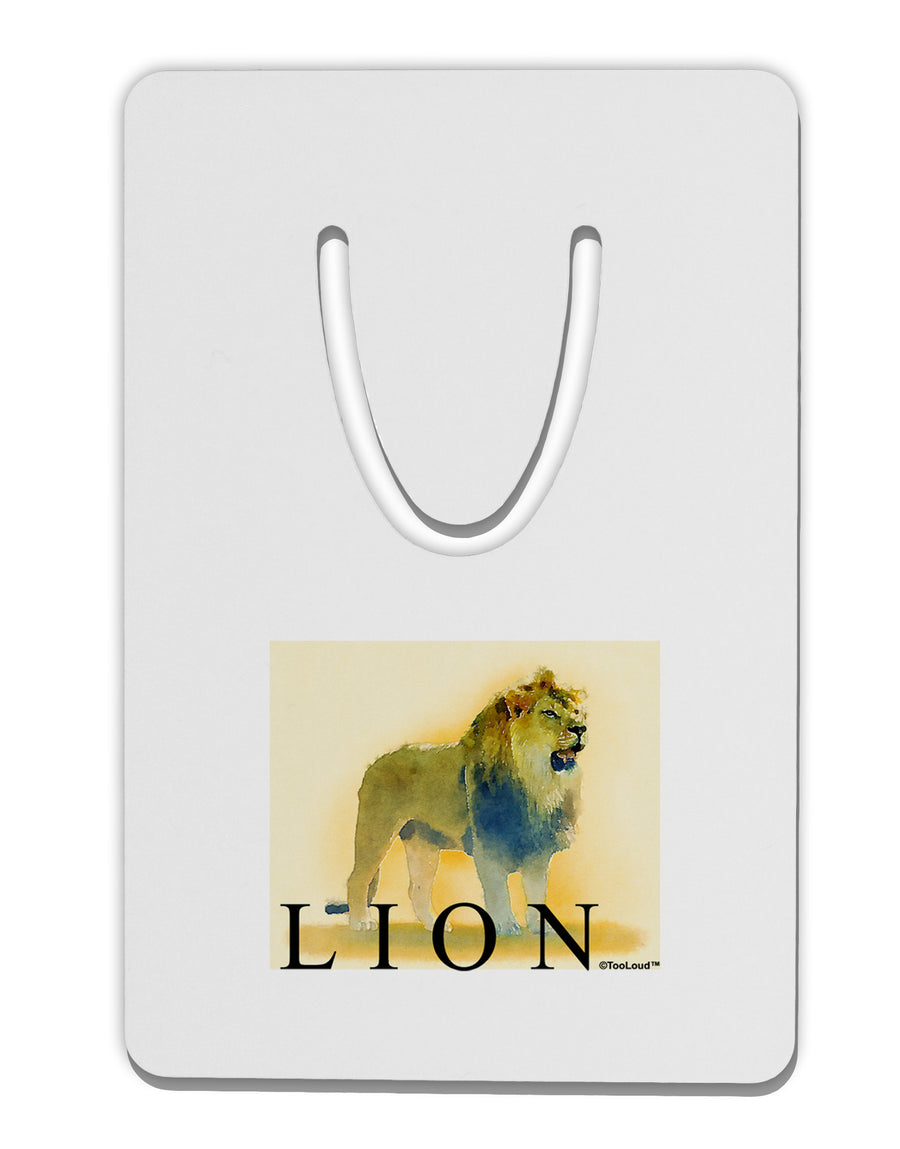 Lion Watercolor 1 Text Aluminum Paper Clip Bookmark-Bookmark-TooLoud-White-Davson Sales