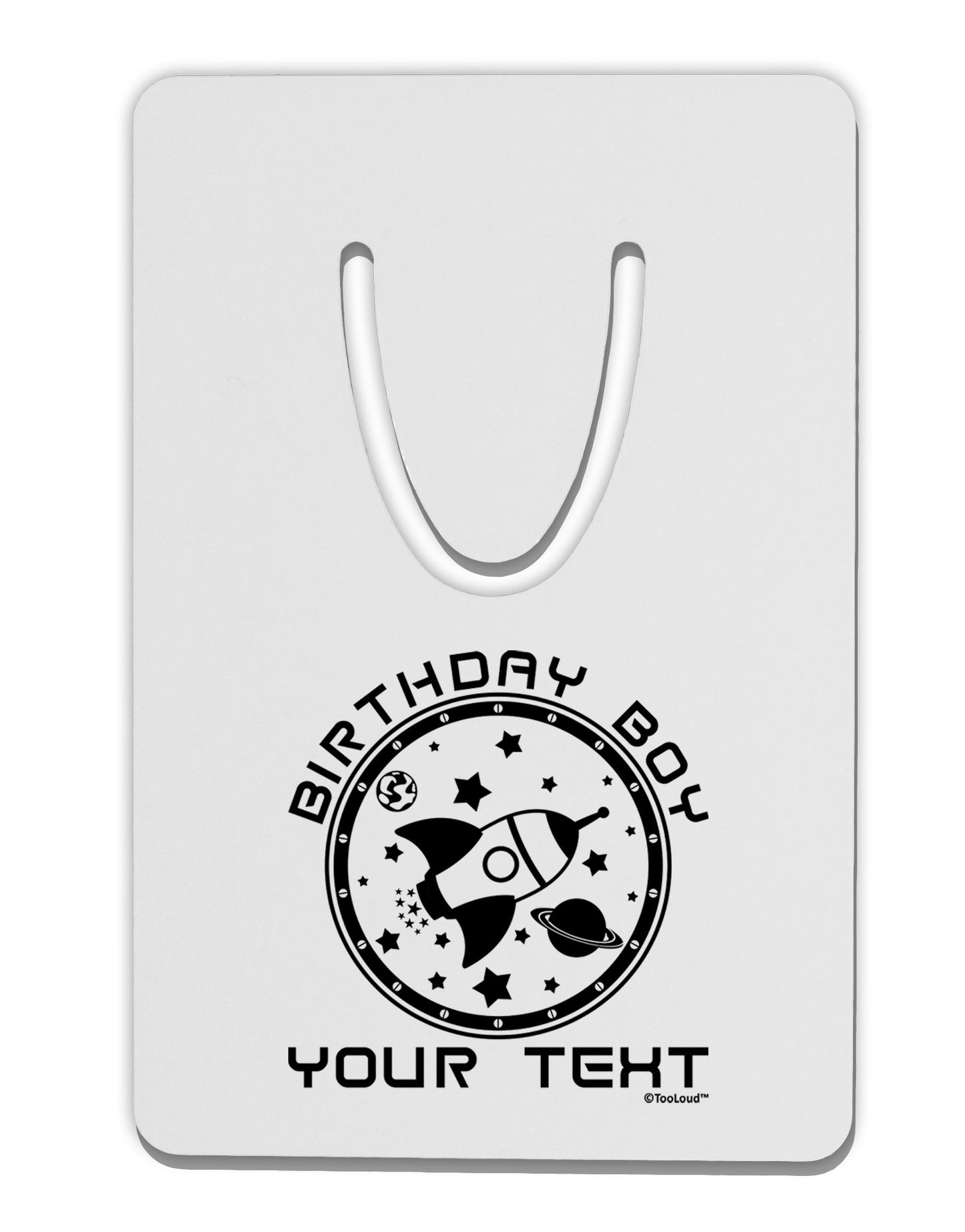 Personalized Birthday Boy Space with Customizable Name Aluminum Paper Clip Bookmark-Bookmark-TooLoud-White-Davson Sales