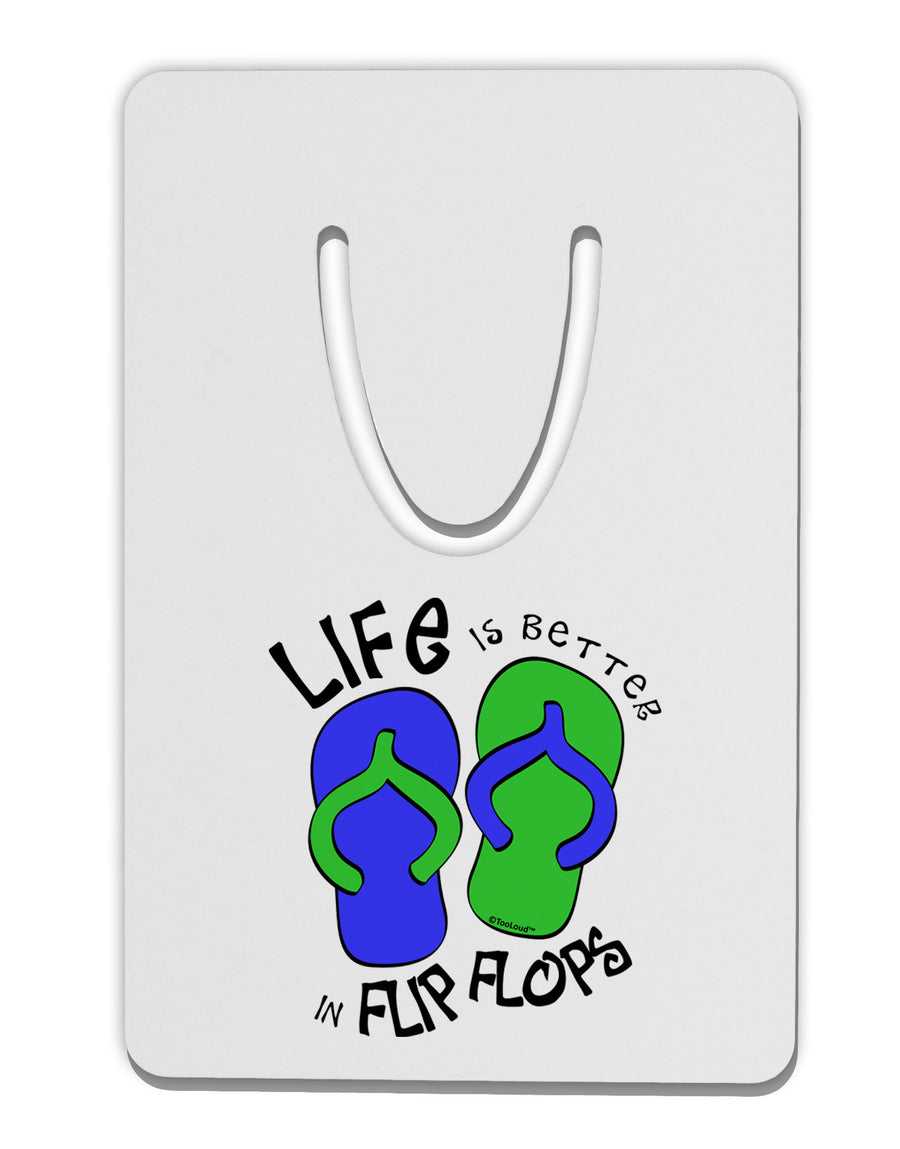 Life is Better in Flip Flops - Blue and Green Aluminum Paper Clip Bookmark-Bookmark-TooLoud-White-Davson Sales