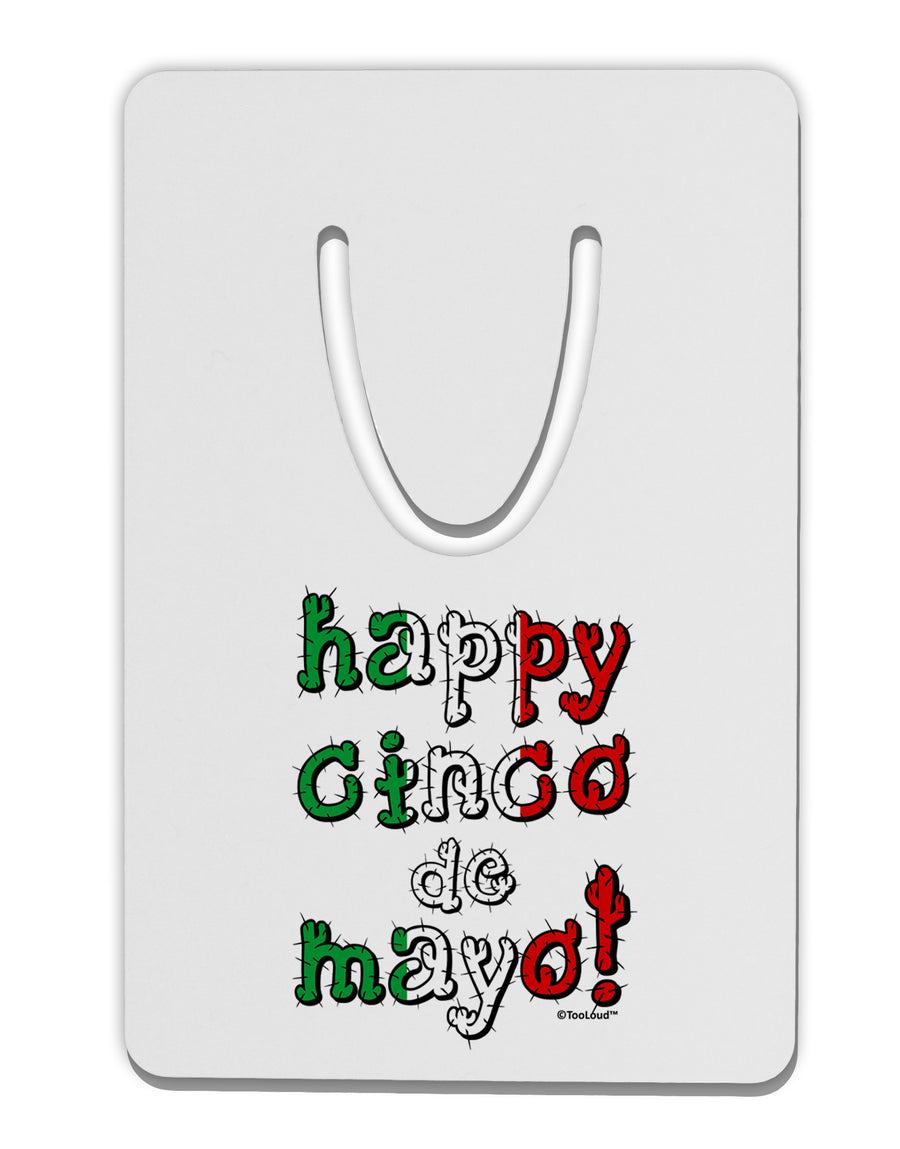 Happy Cinco de Mayo - Cactus Design Aluminum Paper Clip Bookmark by TooLoud-Bookmark-TooLoud-White-Davson Sales