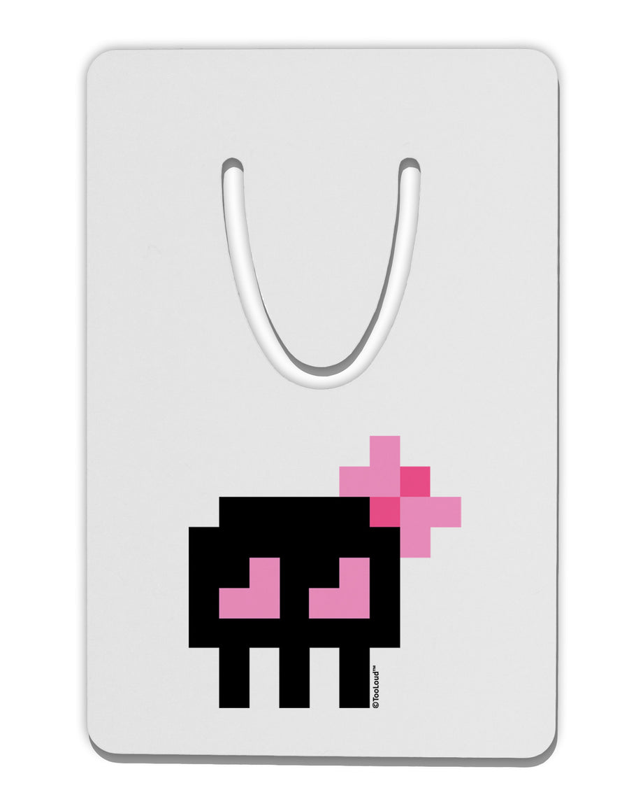 Retro 8-Bit Skull with Pink Bow Aluminum Paper Clip Bookmark-Bookmark-TooLoud-White-Davson Sales