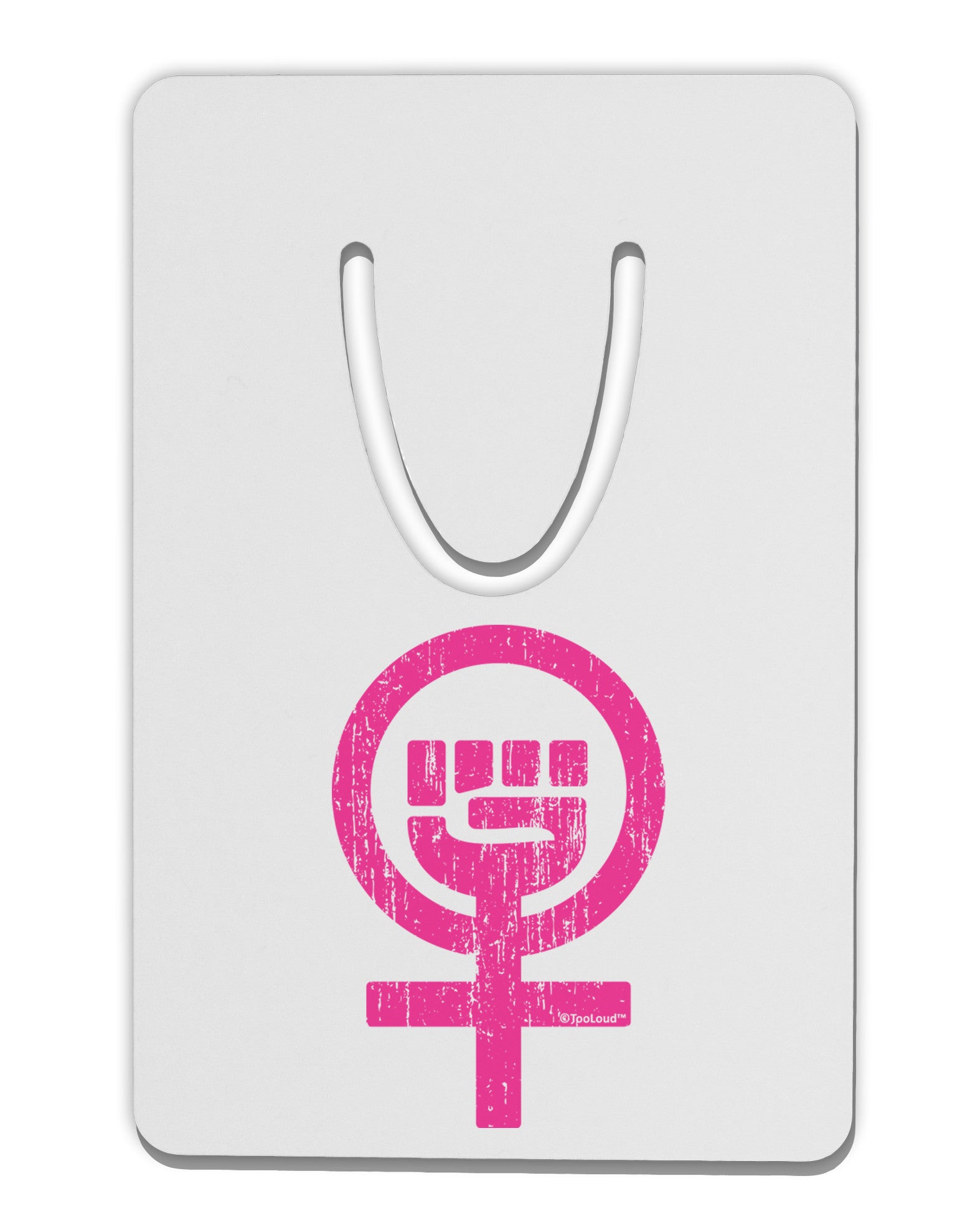 Pink Distressed Feminism Symbol Aluminum Paper Clip Bookmark-Bookmark-TooLoud-White-Davson Sales