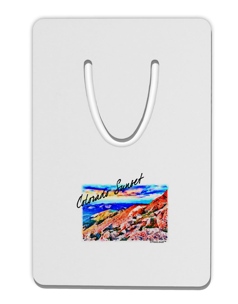 Colorado Mtn Sunset Bold WaterColor Aluminum Paper Clip Bookmark-Bookmark-TooLoud-White-Davson Sales