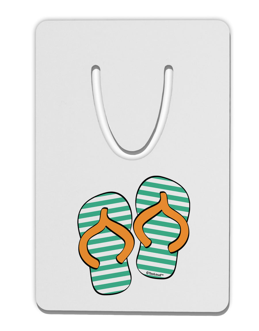 Striped Flip Flops - Teal and Orange Aluminum Paper Clip Bookmark-Bookmark-TooLoud-White-Davson Sales