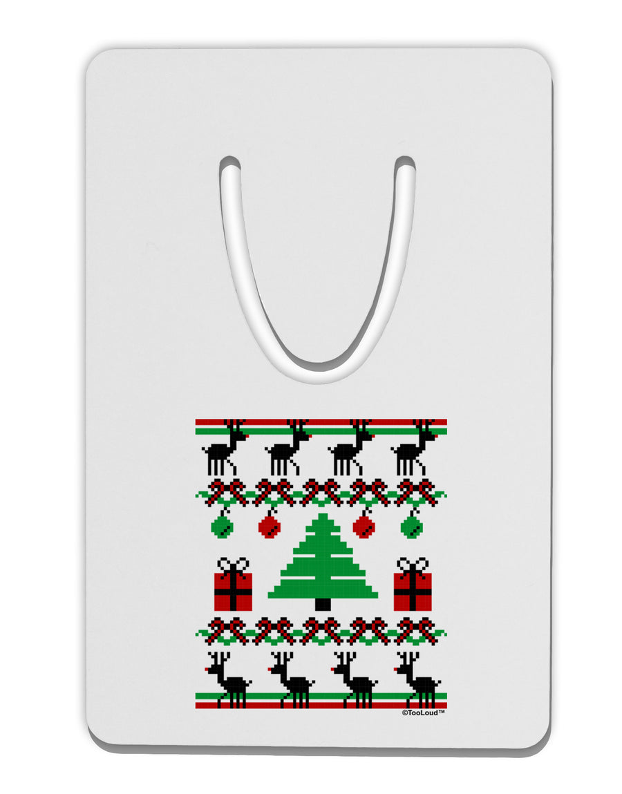 Tree with Gifts Ugly Christmas Sweater Aluminum Paper Clip Bookmark-Bookmark-TooLoud-White-Davson Sales