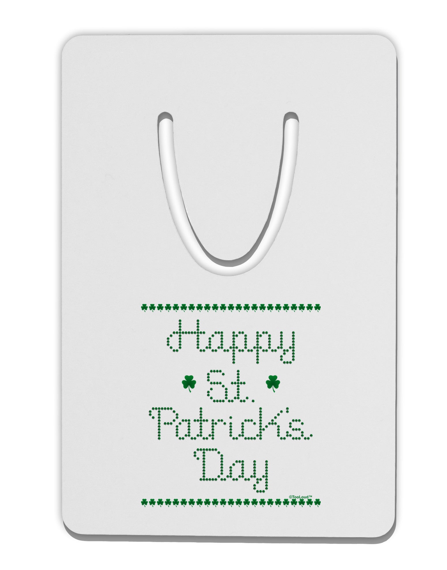 Happy St Patricks Day Clovers Aluminum Paper Clip Bookmark-Bookmark-TooLoud-White-Davson Sales