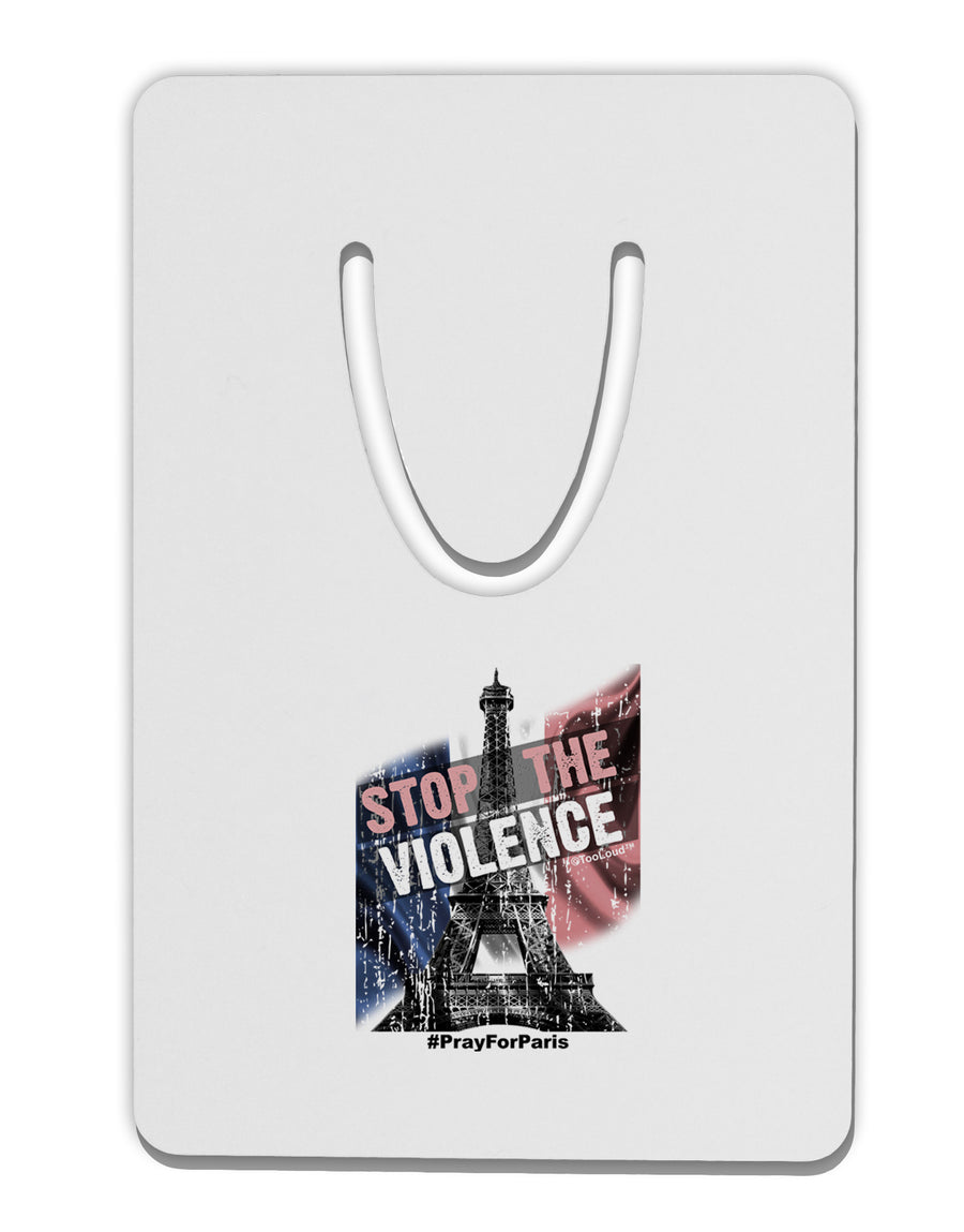 Distressed Paris Stop The Violence Aluminum Paper Clip Bookmark-Bookmark-TooLoud-White-Davson Sales