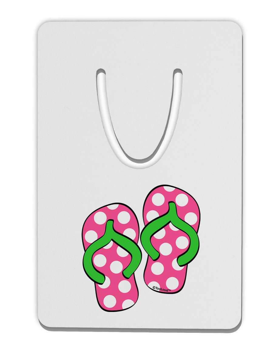 Cute Polka Dot Flip Flops - Pink and Green Aluminum Paper Clip Bookmark-Bookmark-TooLoud-White-Davson Sales