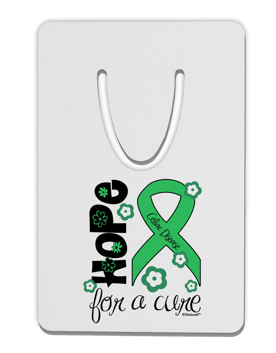 Hope for a Cure - Light Green Ribbon Celiac Disease - Flowers Aluminum Paper Clip Bookmark-Bookmark-TooLoud-White-Davson Sales