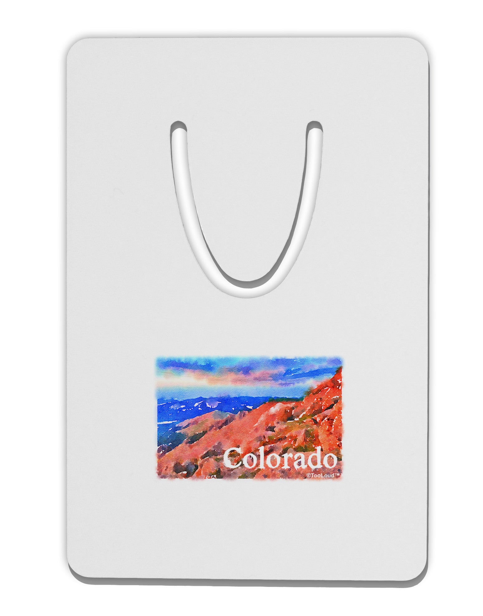 Colorado Mtn Sunset Soaked WaterColor Aluminum Paper Clip Bookmark-Bookmark-TooLoud-White-Davson Sales