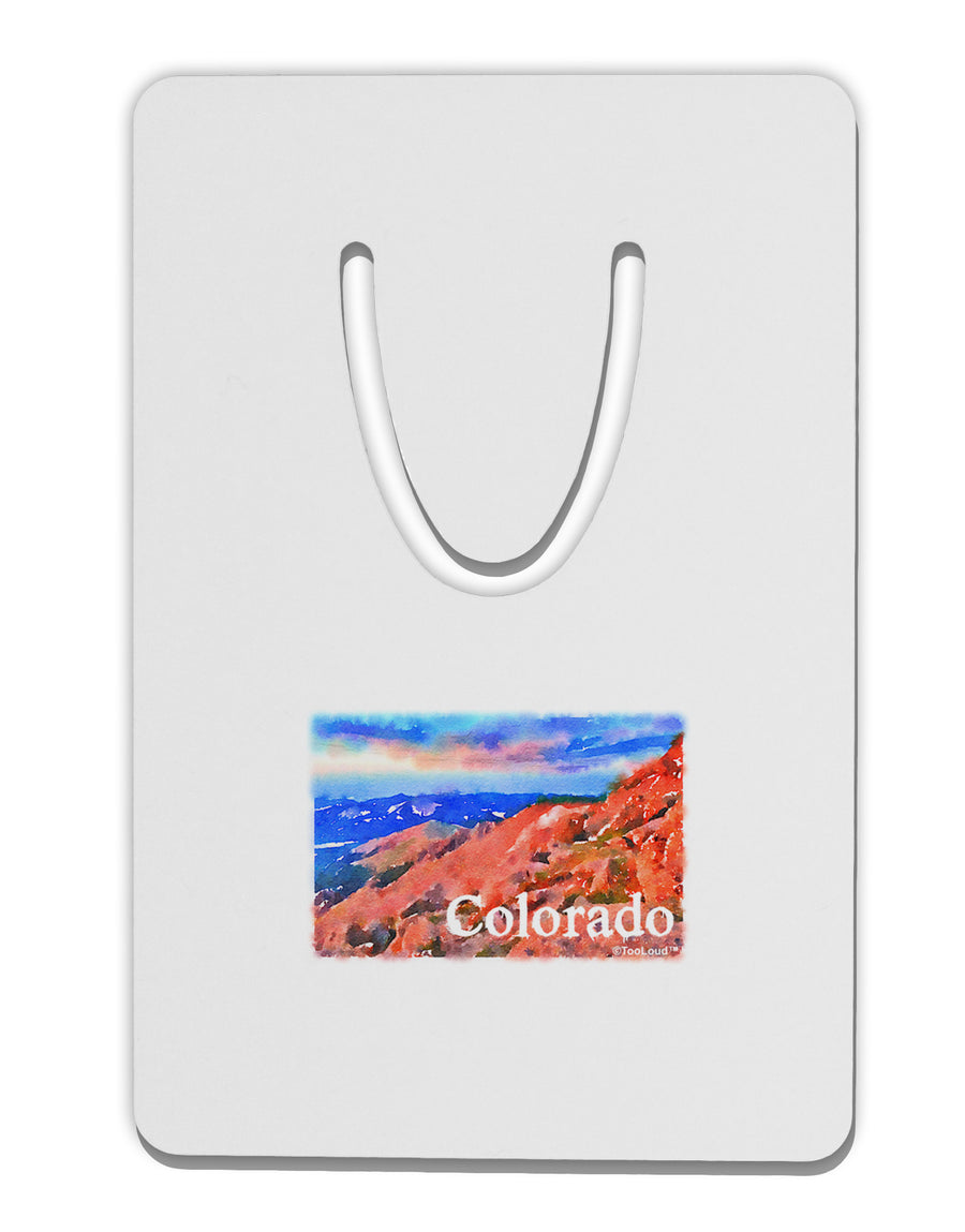 Colorado Mtn Sunset Soaked WaterColor Aluminum Paper Clip Bookmark-Bookmark-TooLoud-White-Davson Sales