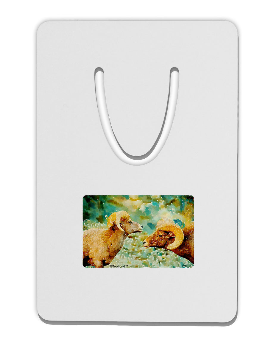 Two Bighorn Rams Watercolor Aluminum Paper Clip Bookmark-Bookmark-TooLoud-White-Davson Sales