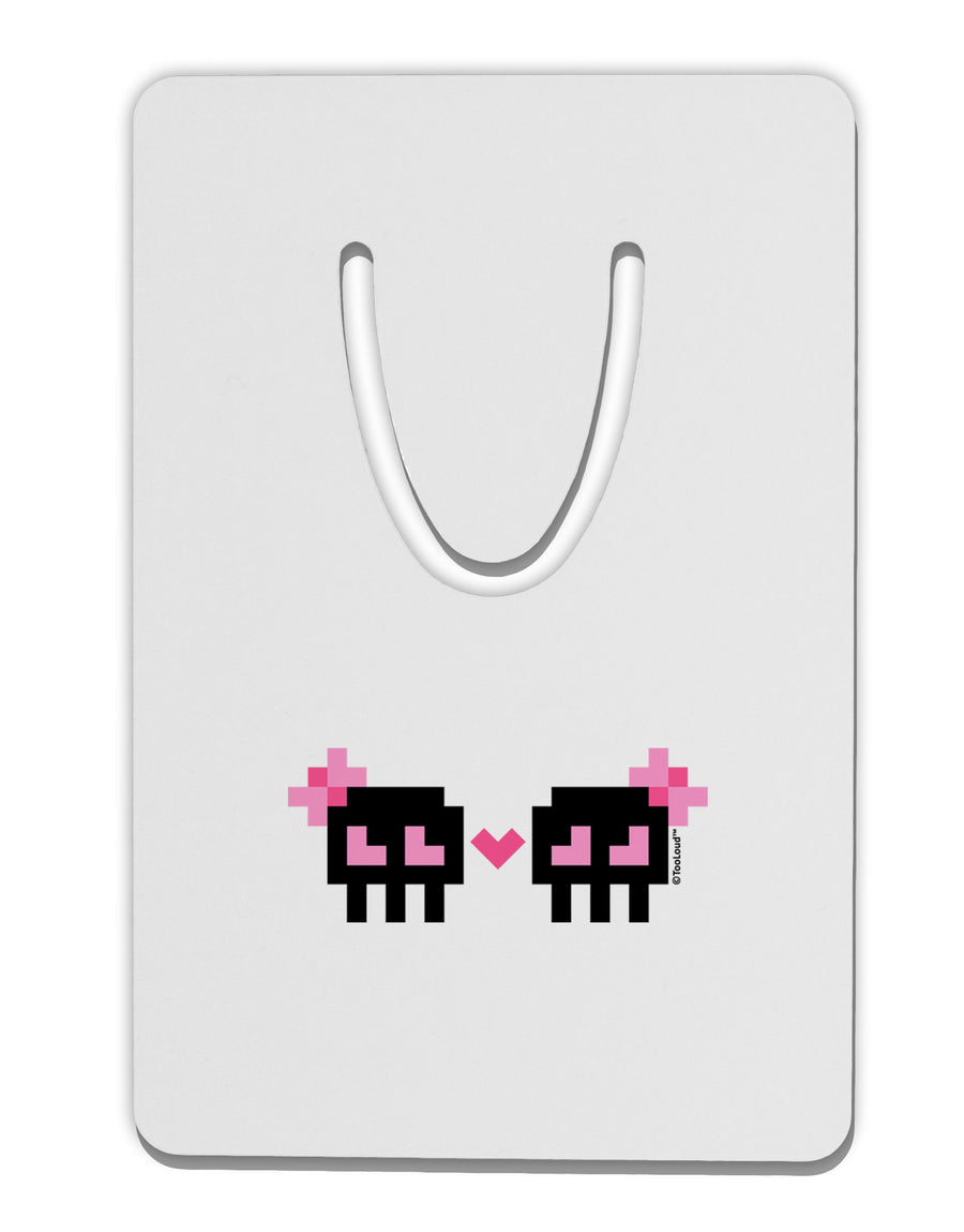 8-Bit Skull Love - Girl and Girl Aluminum Paper Clip Bookmark-Bookmark-TooLoud-White-Davson Sales