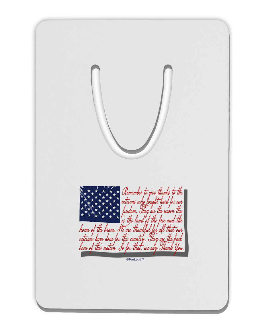 Veterans Scripted Flag Aluminum Paper Clip Bookmark-Bookmark-TooLoud-White-Davson Sales