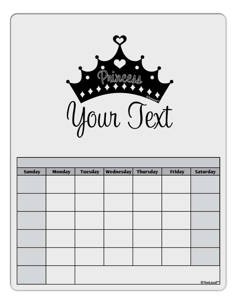 Personalized Princess -Name- Design Blank Calendar Dry Erase Board