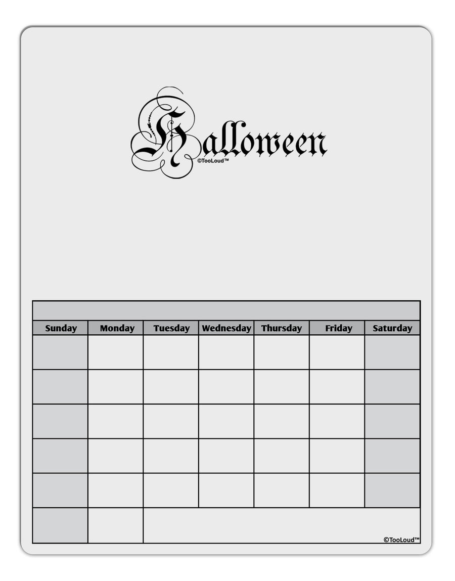 Halloween Script Text Blank Calendar Dry Erase Board-Dry Erase Board-TooLoud-White-Davson Sales