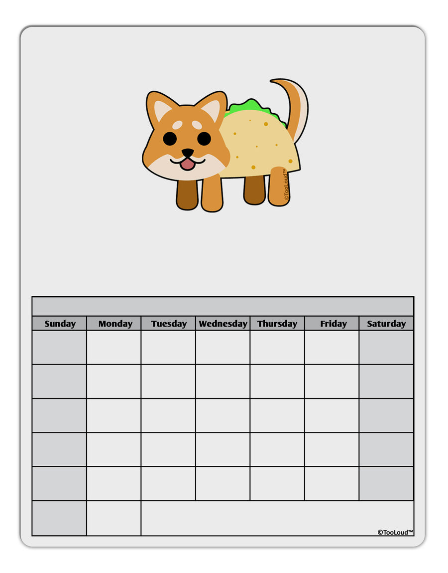 Cute Taco Dog Blank Calendar Dry Erase Board-Dry Erase Board-TooLoud-White-Davson Sales