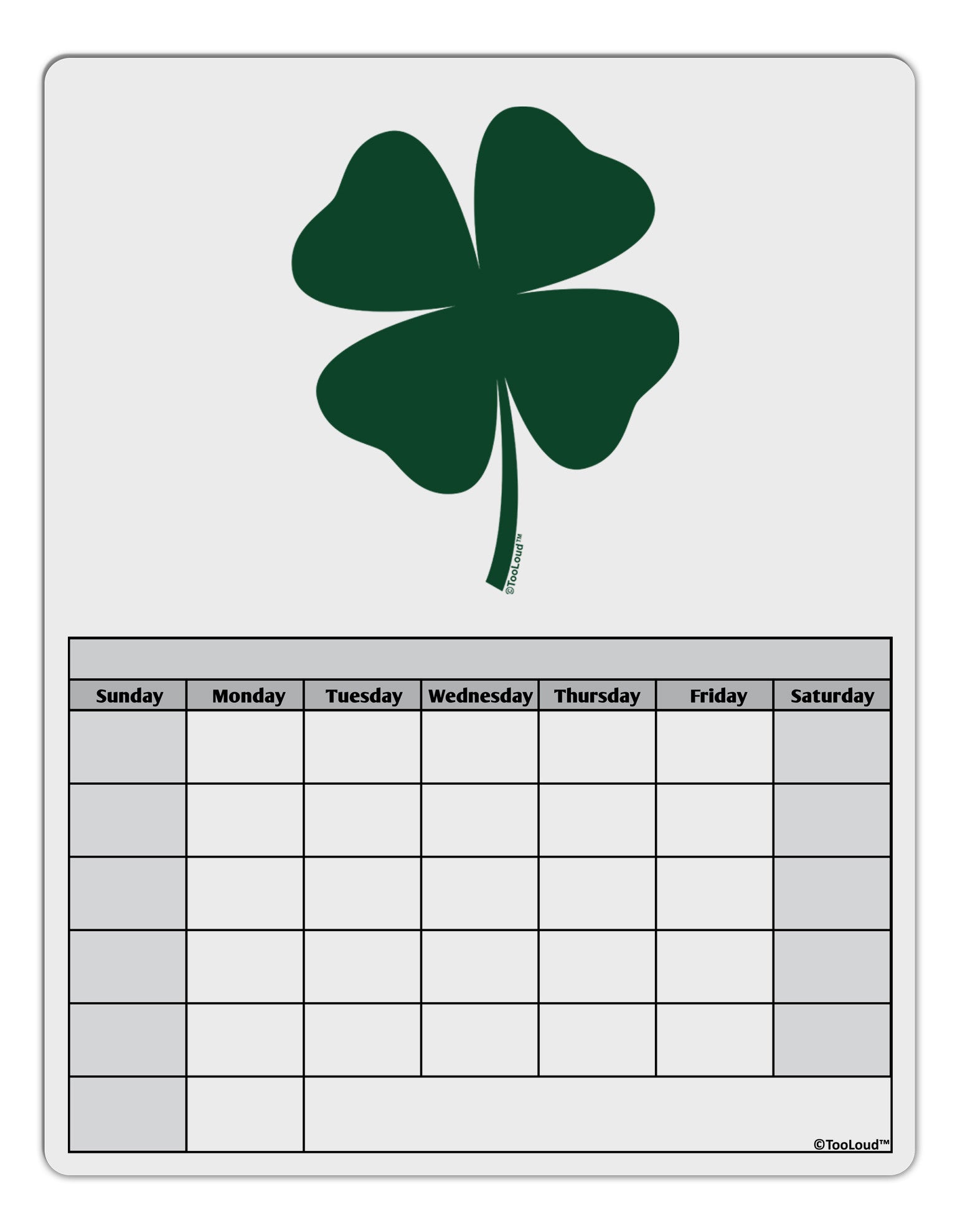 Lucky Four Leaf Clover St Patricks Day Blank Calendar Dry Erase Board - Davson Sales lucky-four-leaf-clover-st-patricks-day-blank-calendar-dry-erase-board-davson-sales