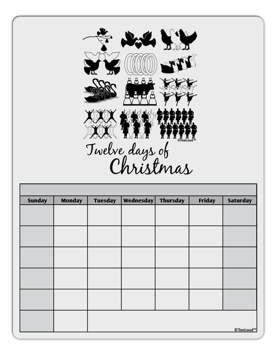 TooLoud Twelve Days of Christmas Text Blank Calendar Dry Erase Board-Dry Erase Board-TooLoud-White-Davson Sales