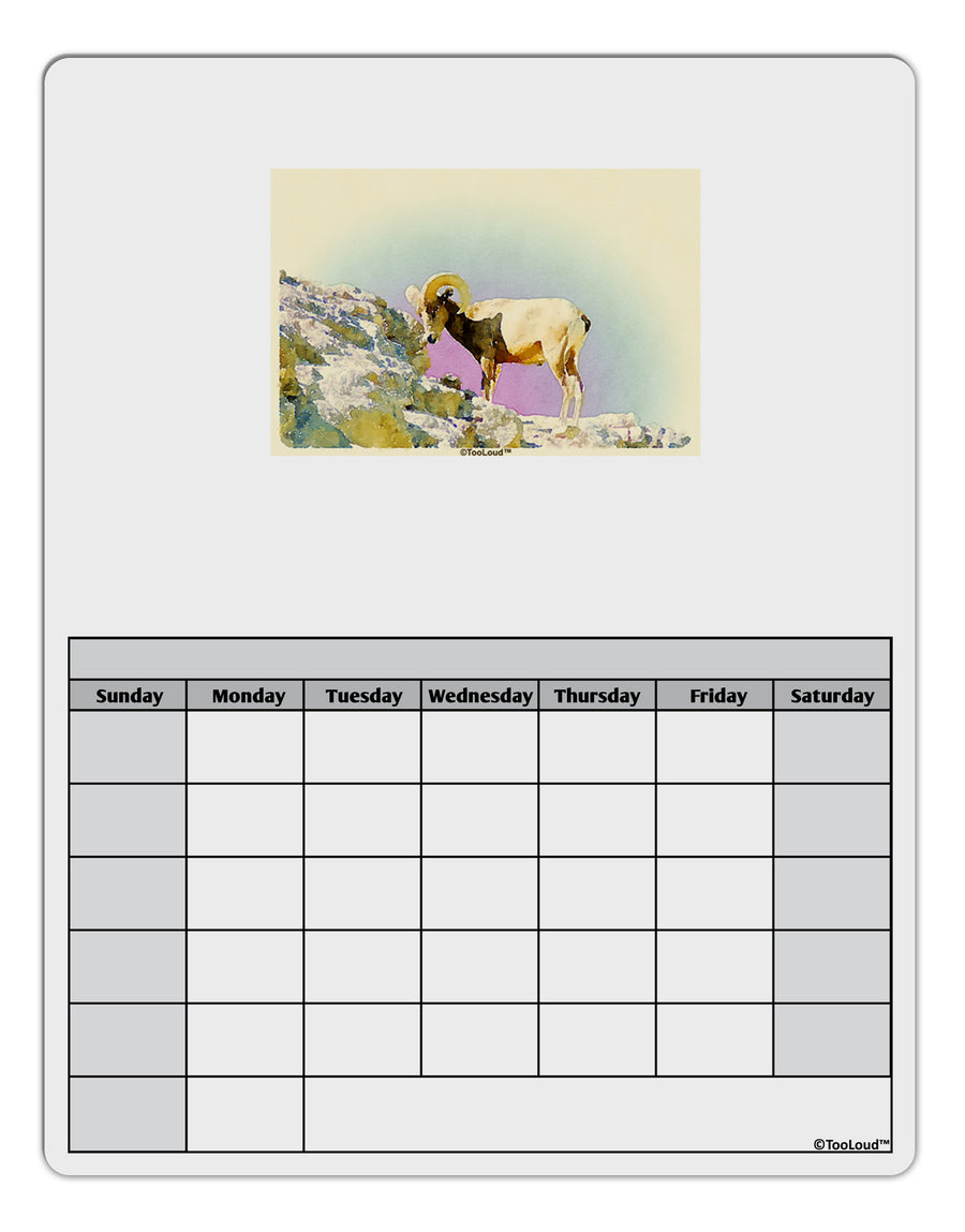 Bighorn Ram Watercolor Blank Calendar Dry Erase Board-Dry Erase Board-TooLoud-White-Davson Sales