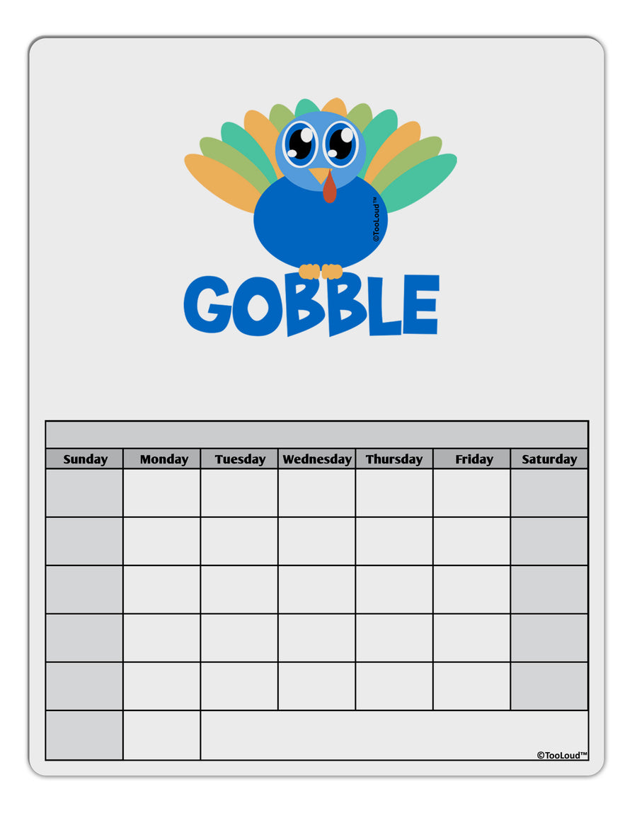 Cute Gobble Turkey Blue Blank Calendar Dry Erase Board-Dry Erase Board-TooLoud-White-Davson Sales
