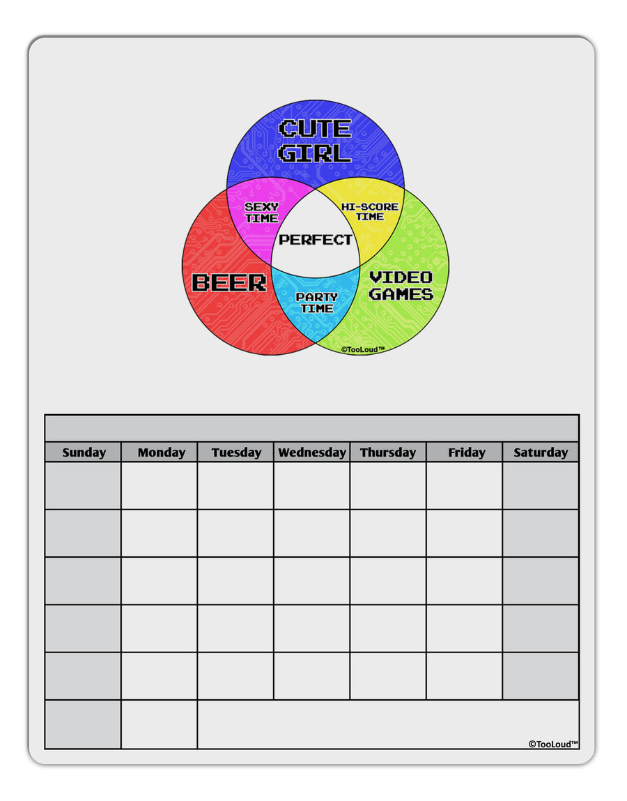 Beer Girl and Games Diagram Blank Calendar Dry Erase Board-Dry Erase Board-TooLoud-White-Davson Sales