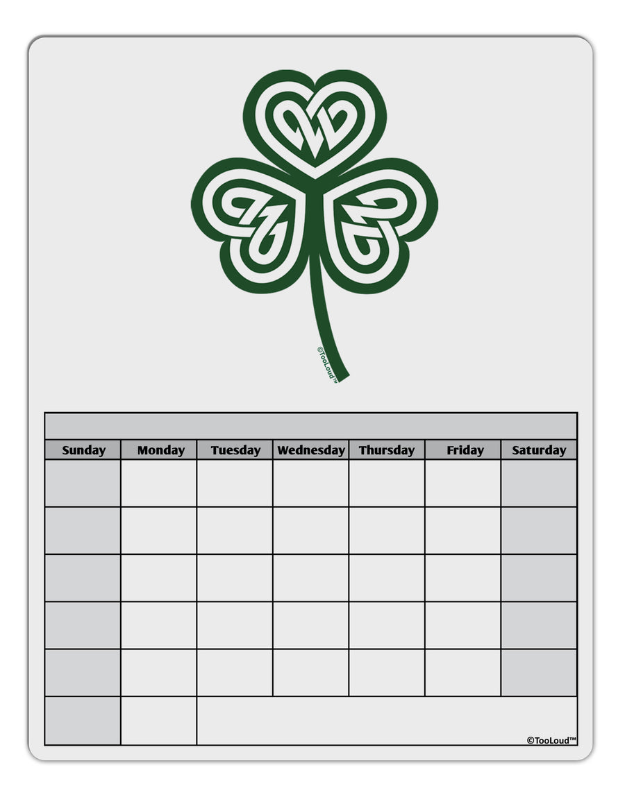 Celtic Knot Irish Shamrock Blank Calendar Dry Erase Board-Dry Erase Board-TooLoud-White-Davson Sales