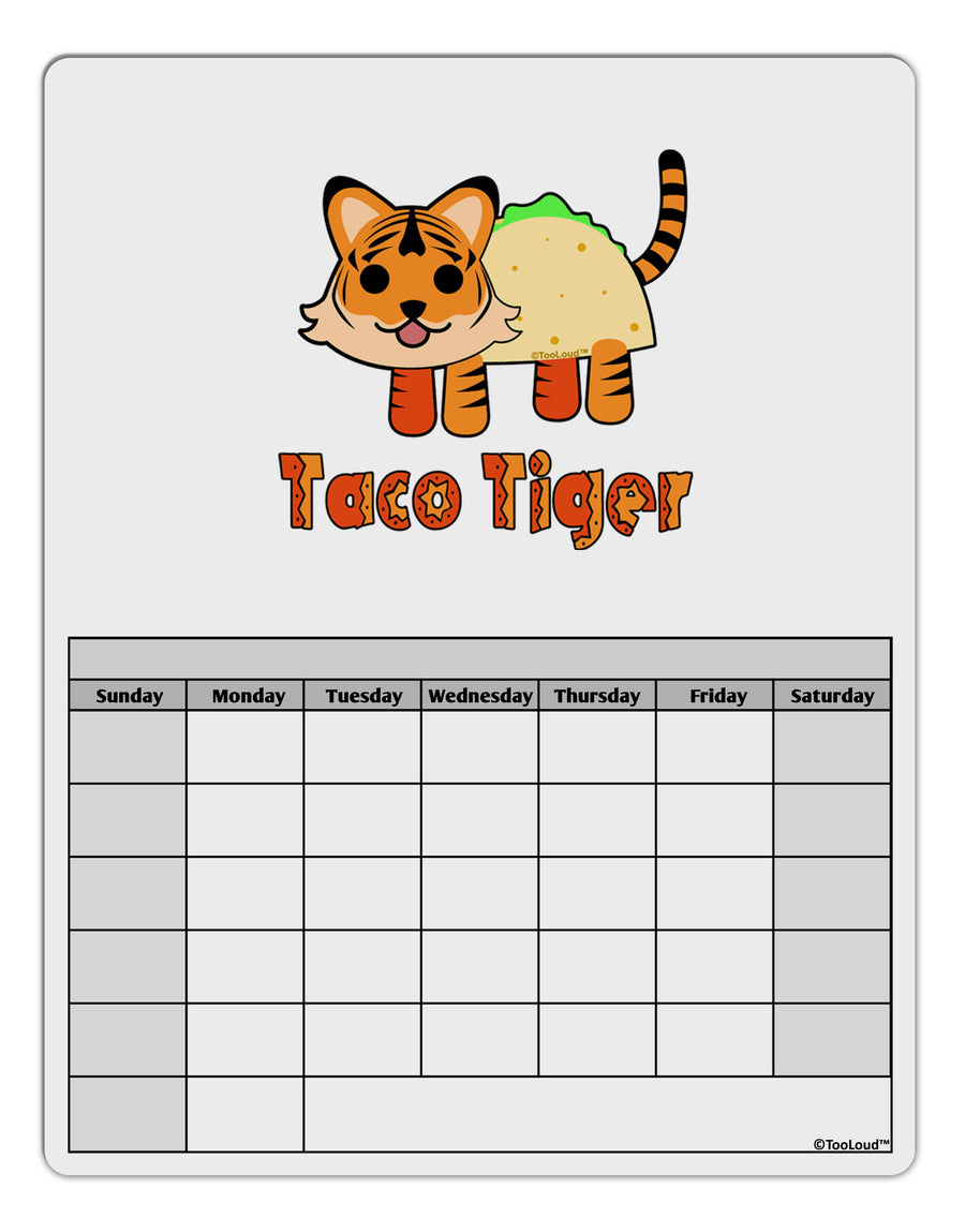 Cute Taco Tiger Text Blank Calendar Dry Erase Board-Dry Erase Board-TooLoud-White-Davson Sales