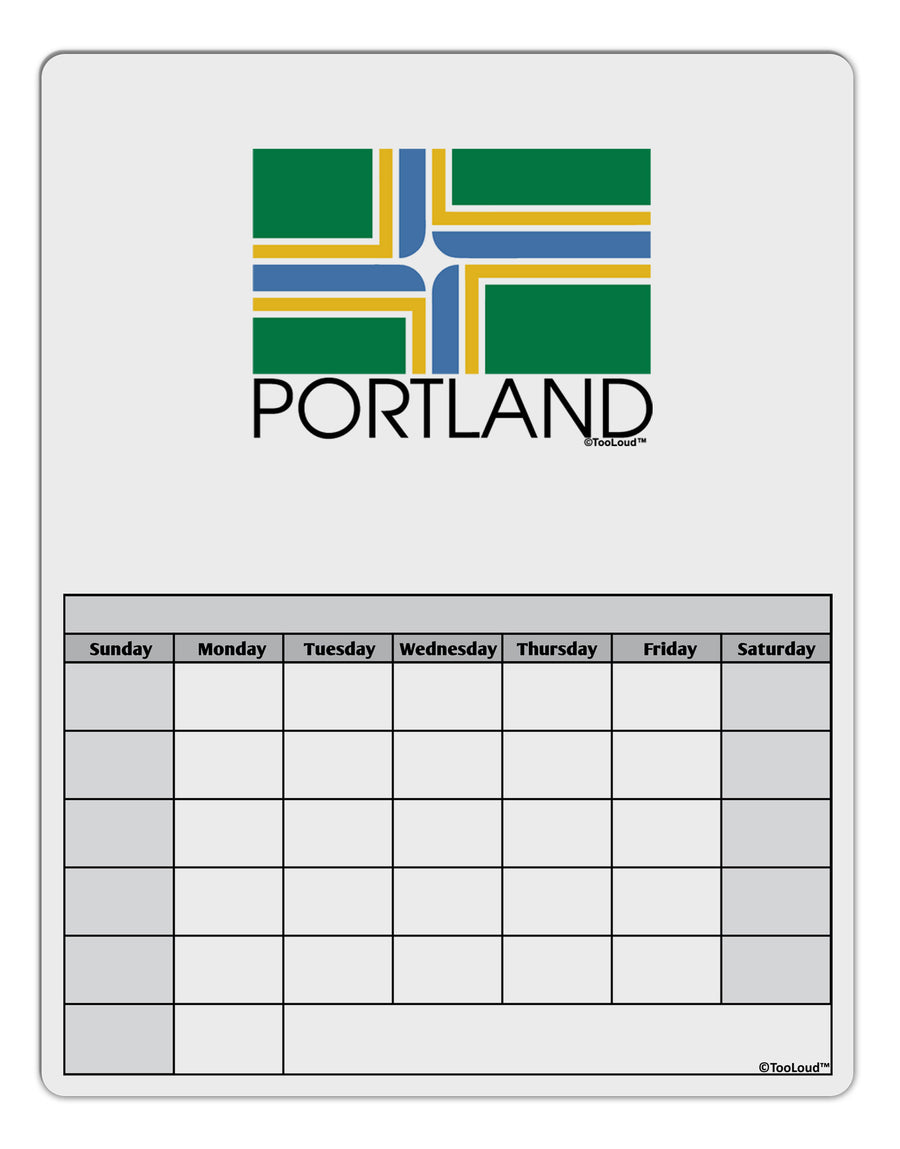 Portland Oregon Flag Text Blank Calendar Dry Erase Board-Dry Erase Board-TooLoud-White-Davson Sales