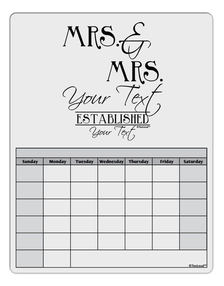 Personalized Mrs and Mrs Lesbian Wedding - Name- Established -Date- Design Blank Calendar Dry Erase Board-Dry Erase Board-TooLoud-White-Davson Sales