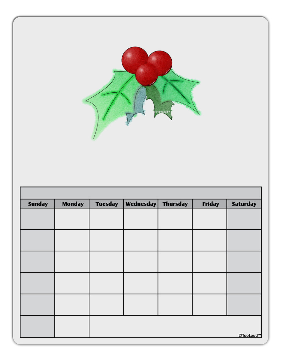 Holly Watercolor Blank Calendar Dry Erase Board-Dry Erase Board-TooLoud-White-Davson Sales