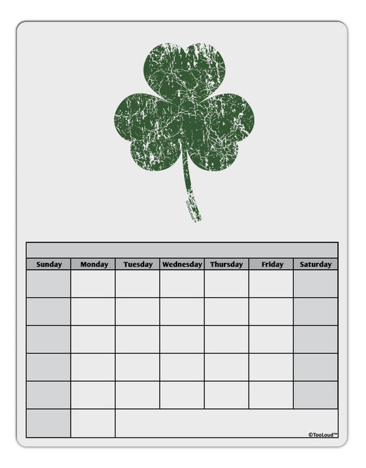 Distressed Traditional Irish Shamrock Blank Calendar Dry Erase Board-Dry Erase Board-TooLoud-White-Davson Sales