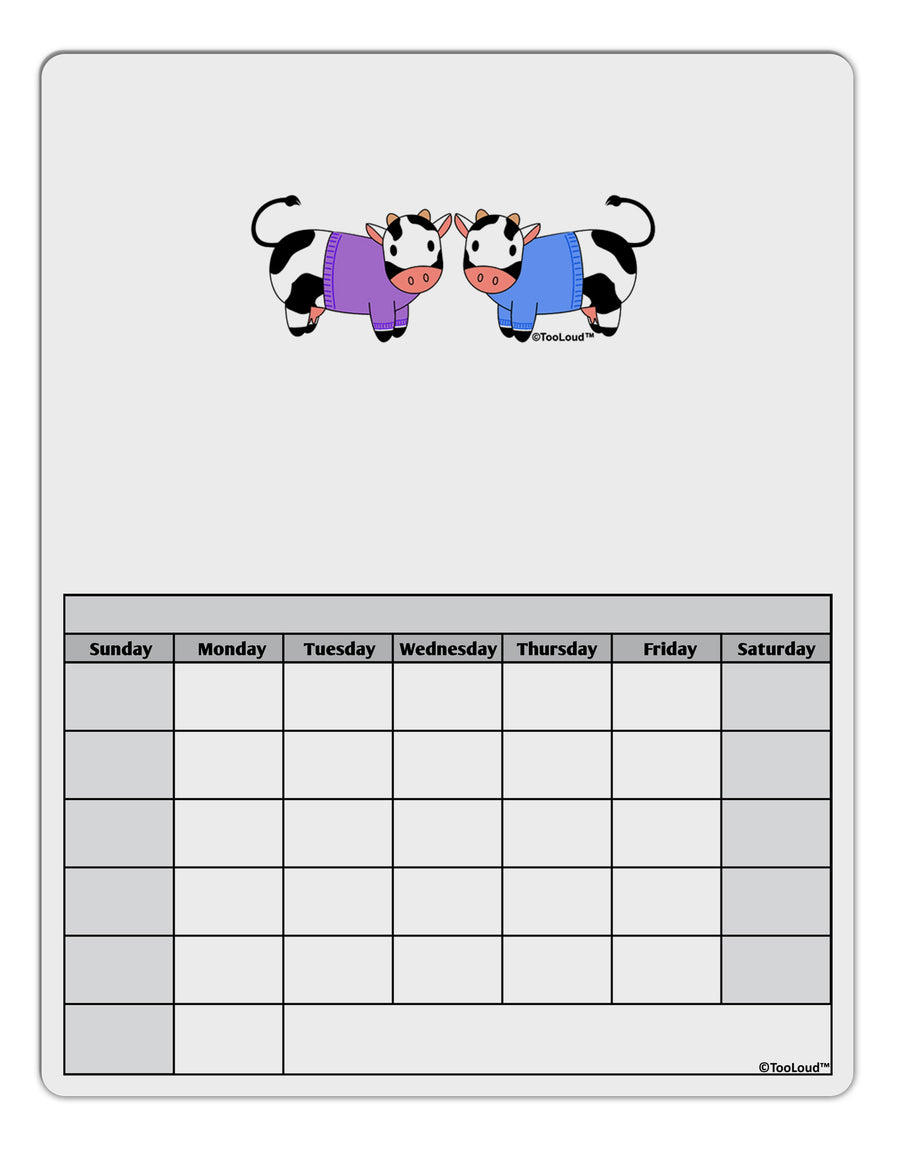 Cute Pair of Sweater Cows Blank Calendar Dry Erase Board-Dry Erase Board-TooLoud-White-Davson Sales