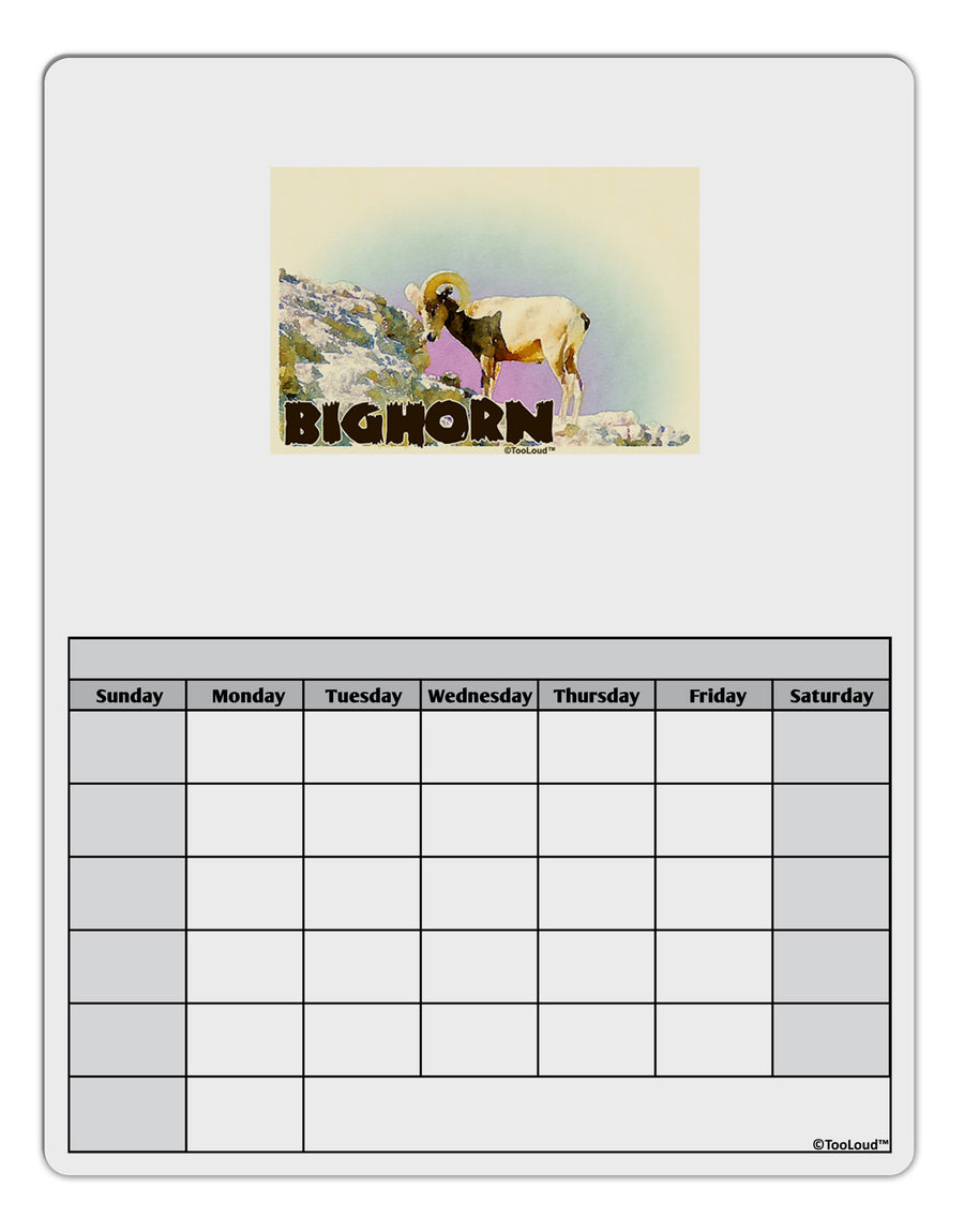 Bighorn Ram WatercolorText Blank Calendar Dry Erase Board-Dry Erase Board-TooLoud-White-Davson Sales