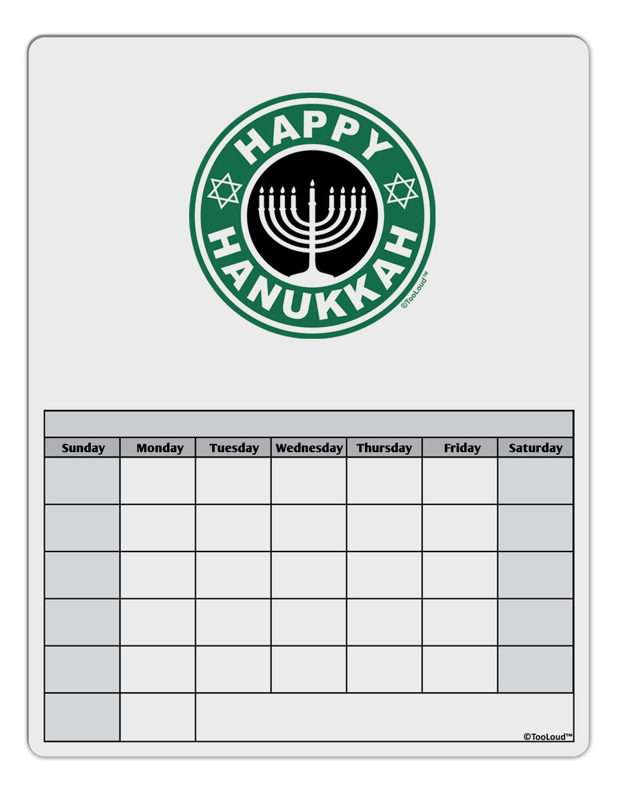 Happy Hanukkah Latte Logo Blank Calendar Dry Erase Board-Dry Erase Board-TooLoud-White-Davson Sales