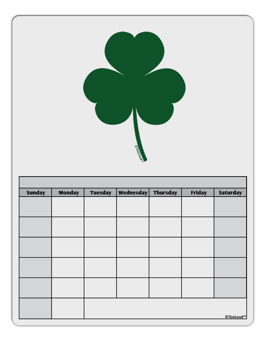 Traditional Irish Shamrock Blank Calendar Dry Erase Board-Dry Erase Board-TooLoud-White-Davson Sales