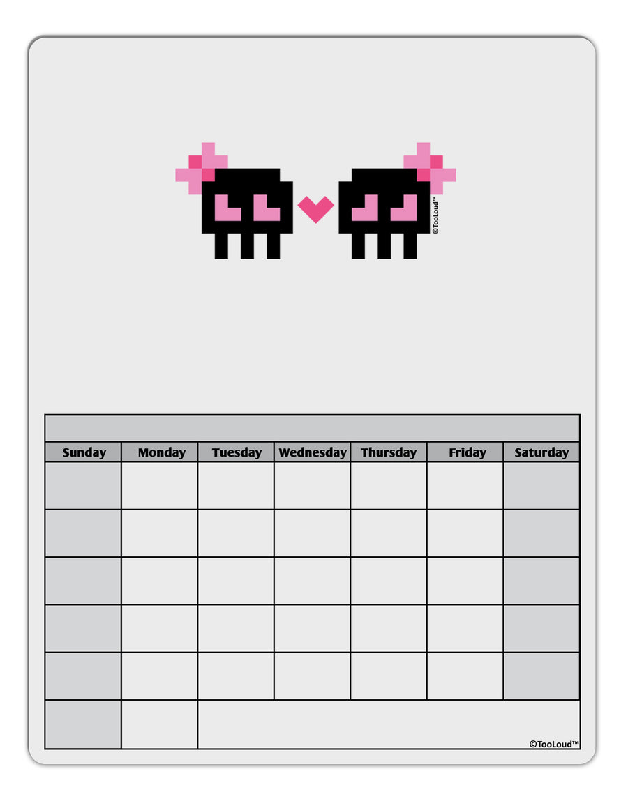 8-Bit Skull Love - Girl and Girl Blank Calendar Dry Erase Board-Dry Erase Board-TooLoud-White-Davson Sales