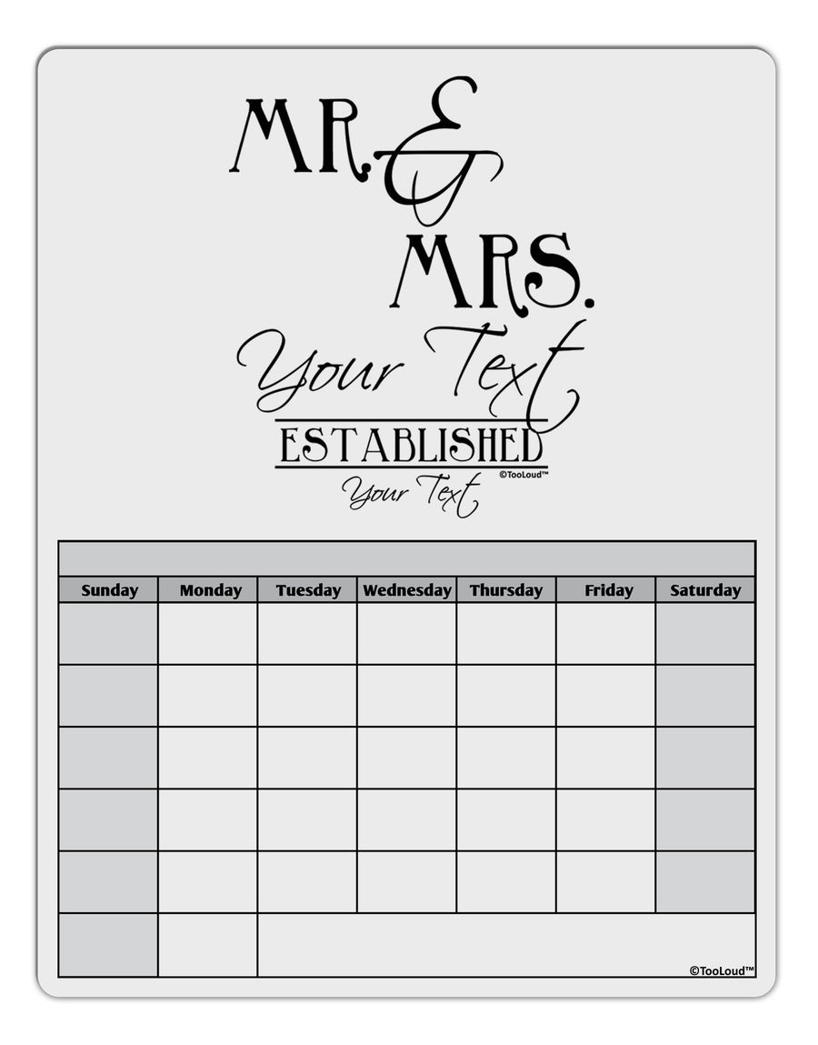 Personalized Mr and Mrs -Name- Established -Date- Design Blank Calendar Dry Erase Board-Dry Erase Board-TooLoud-White-Davson Sales
