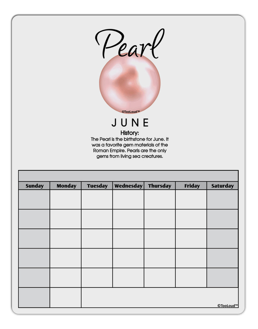 Birthstone Pearl Blank Calendar Dry Erase Board by TooLoud-Dry Erase Board-TooLoud-White-Davson Sales